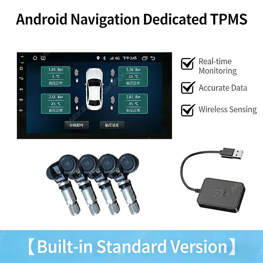 TPMS Tire Pressure Monitoring Display Alarm System Internal / External 4 Sensors for Andro | AUTOKITSHOP