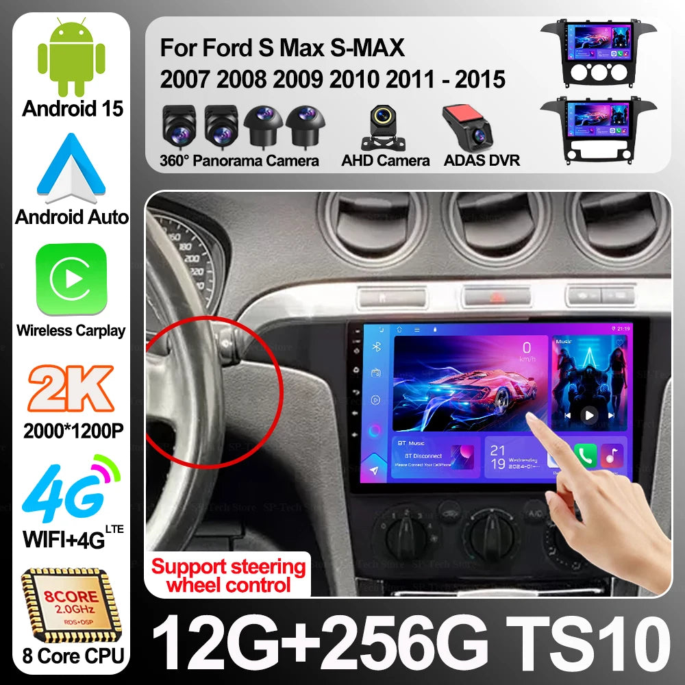 Android 16 For Ford S Max S-max 2007 2008 2009 2010 2011-2015 Car Radio Multimedia Video P | AUTOKITSHOP
