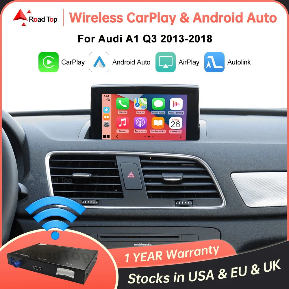 Road Top Wireless CarPlay Android Auto Interface for Audi A1 Q3 2013-2018 RMC with Mirror  | AUTOKITSHOP