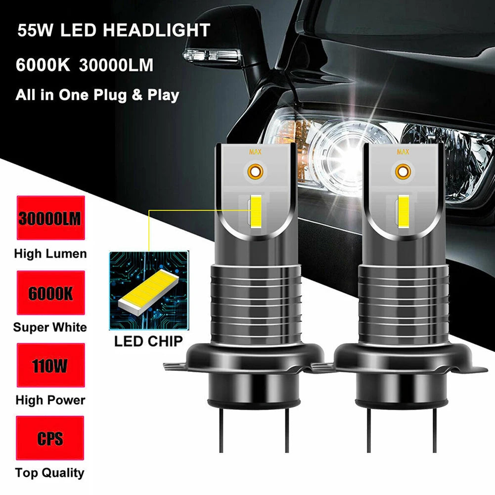30000LM 110W H7 H4 LED Bulb Headlight Super Bright 9005 HB3 9006 HB4 H11 H8 High Low Beam
