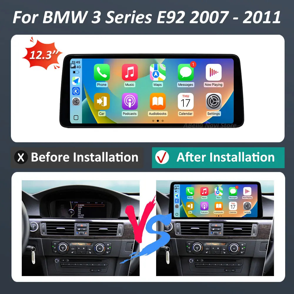 Android 16 12.3 inch for BMW 3 Series E92 2007 - 2011 CCC/CLC System Car Radio Multimedia