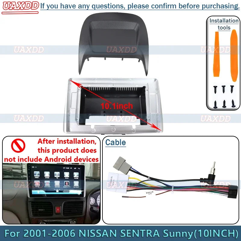 For Nissan 2001-2006 Sentra Sunny 10INCH Radio Android Stereo Frame Panel CD Fascia Dashbo