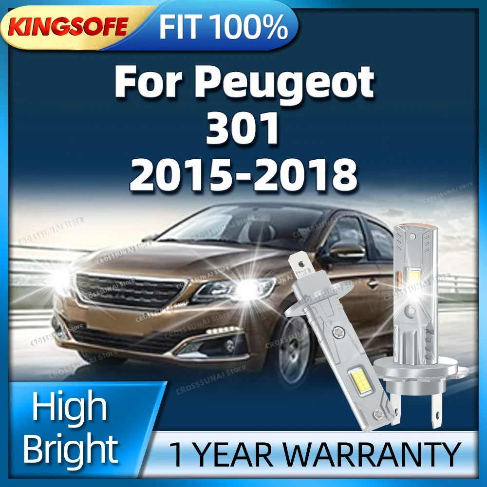 2/4 Pcs LED Headlight 30000LM Ultra Bright Car Light Light Bulbs For Peugeot 301 2015 2016