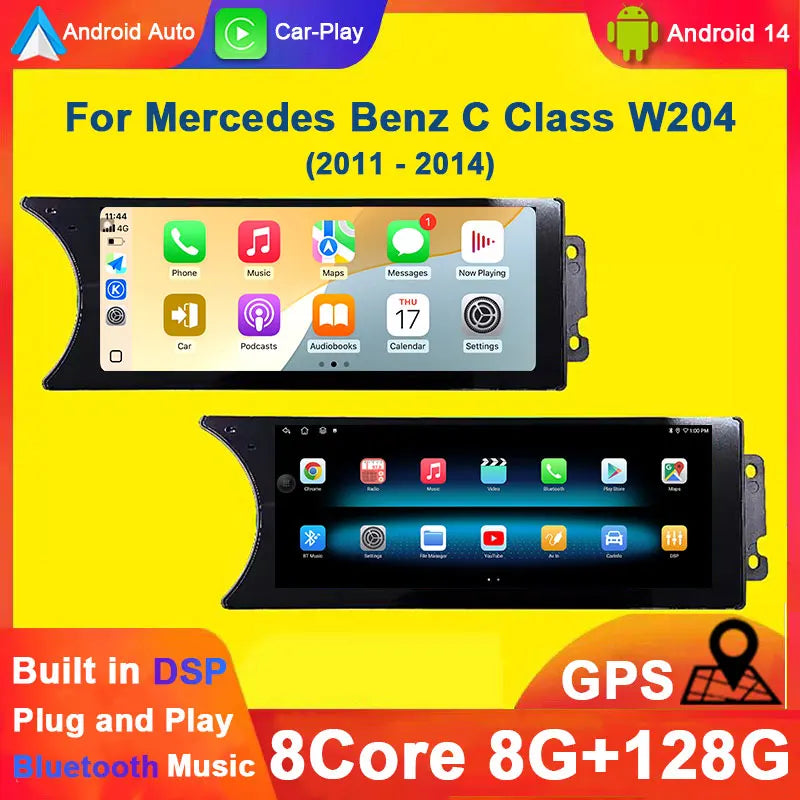 8.8 inch Android 14 For Mercedes Benz C Class W204 2011-2014 NTG 4.5 System 4G Car Radio D