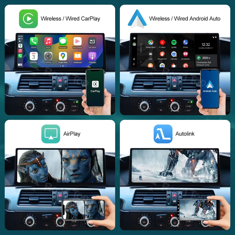 CN RoadTop 12.3 Wireless CarPlay Linux Screen For BMW Series 3 5 E60 E61 E90 E91 E92 E93 C