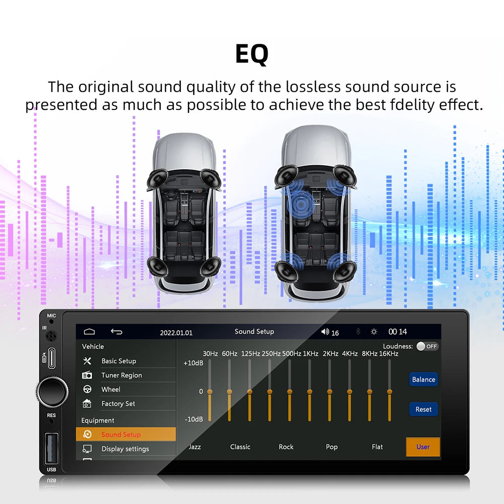 1DIN 6.86inch Universal MP5 Car Radio Support Wireless Carplay Android AUTO AUX USB  BT Touch Screen Multimedia Video Player