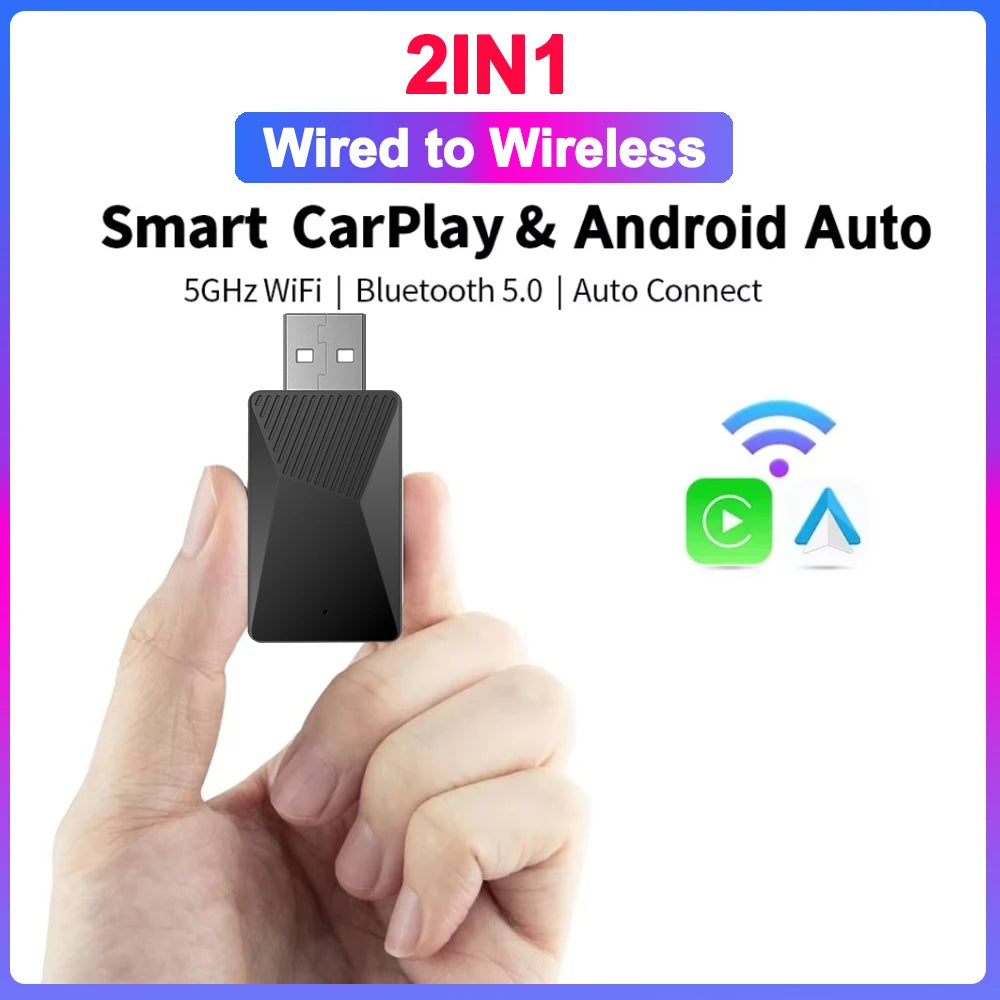 Mini 2in1 Wireless CarPlay Android Auto Wireless Adapter Smart Mini Box Dongle Bluetooth W