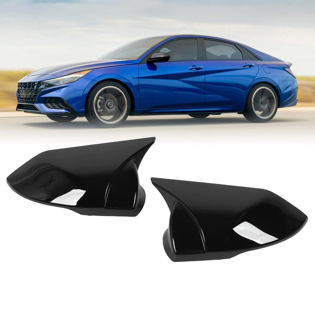 2Pcs Car Side Mirror Cover Rearview Mirror Gloss Black Side Mirror Cover Housing Replacement for - Automotive LED Light