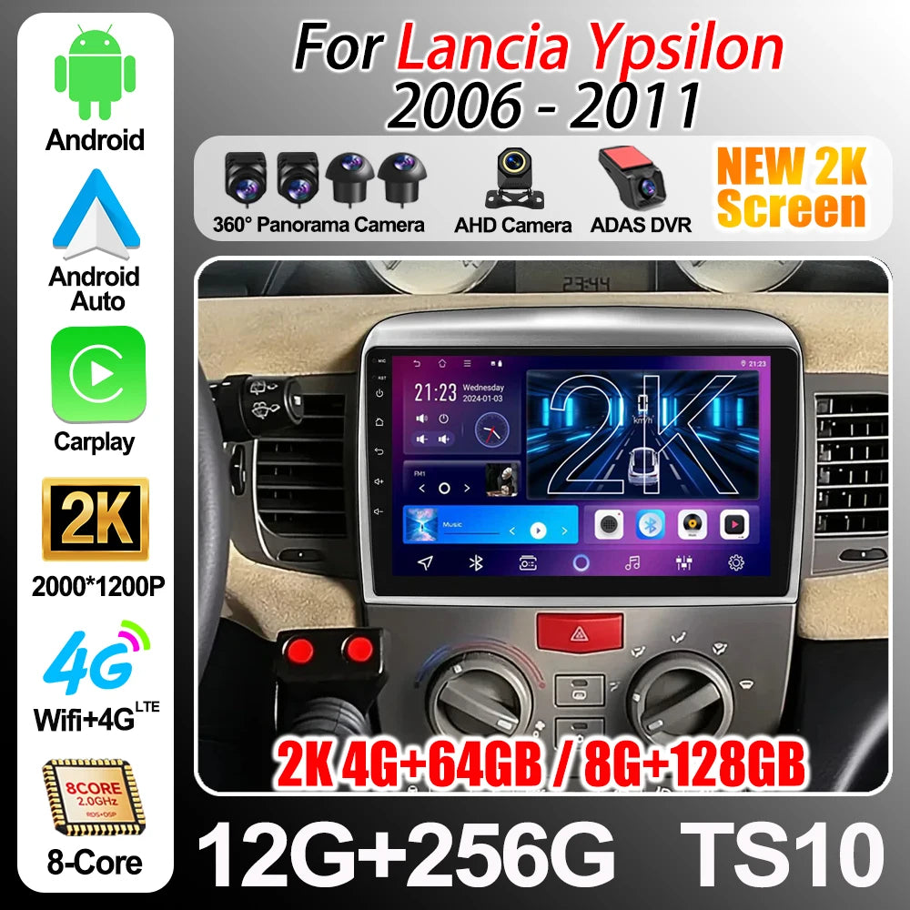 Car Video Player For Lancia Ypsilon 2006 - 2011 Carplay Android Auto Touch Screen Wifi Rad | AUTOKITSHOP