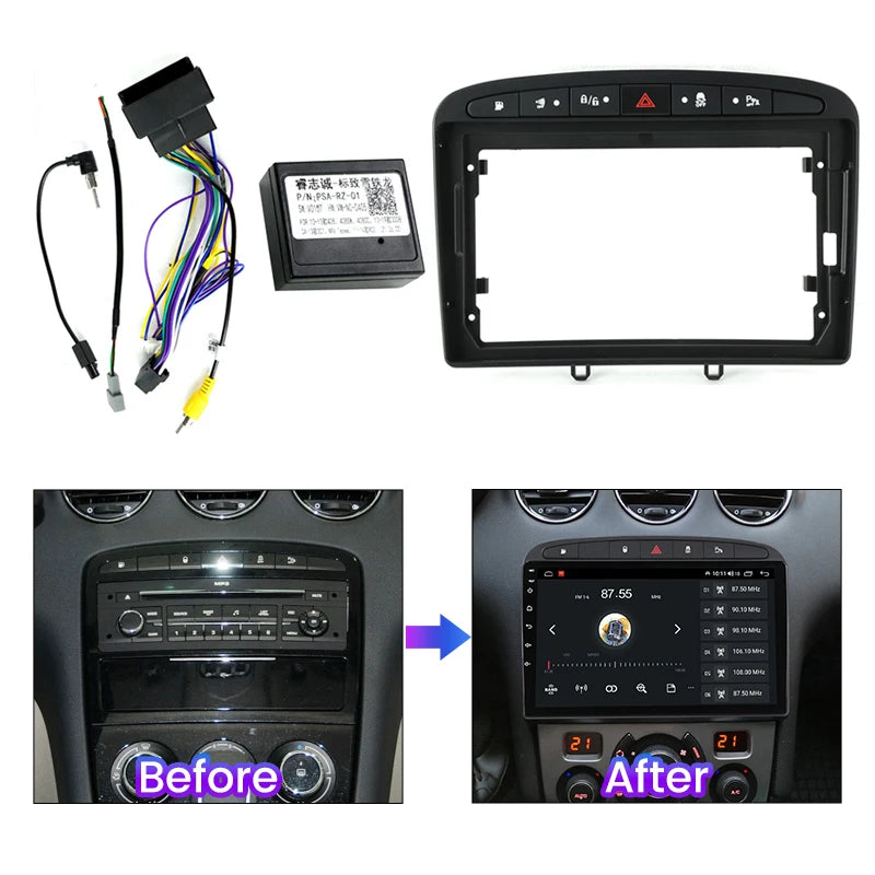 Car Radio Stereo Frame 9inch for PEUGEOT 308 408 2008-16 Audio Fitting Adaptor Dash Trim F | AUTOKITSHOP