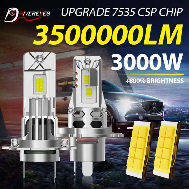 3000W H4 H7 LED CANBUS Light Mini Head Lamp 1:1 Size Wireless H7 Car LED Headlight Bulbs E