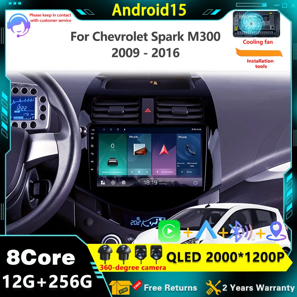 Car Radio Android 15 For Chevrolet Spark M300 2009 - 2016 Multimedia Player Navigation GPS