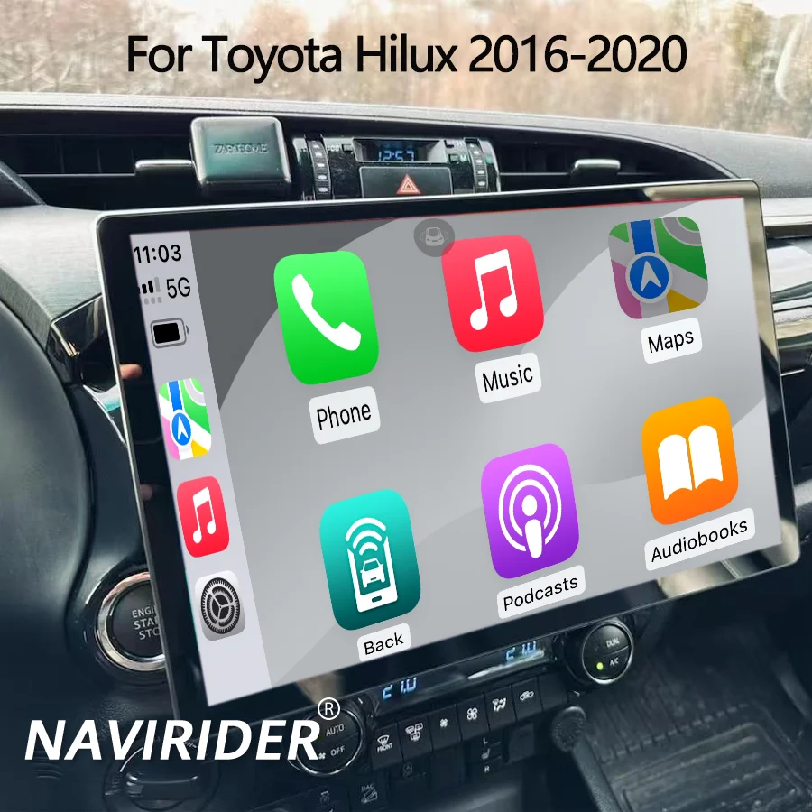 13.3 inch Android 15 Carplay Auto for Toyota Hilux 2016 2020 Multimedia Navigation GPS Car