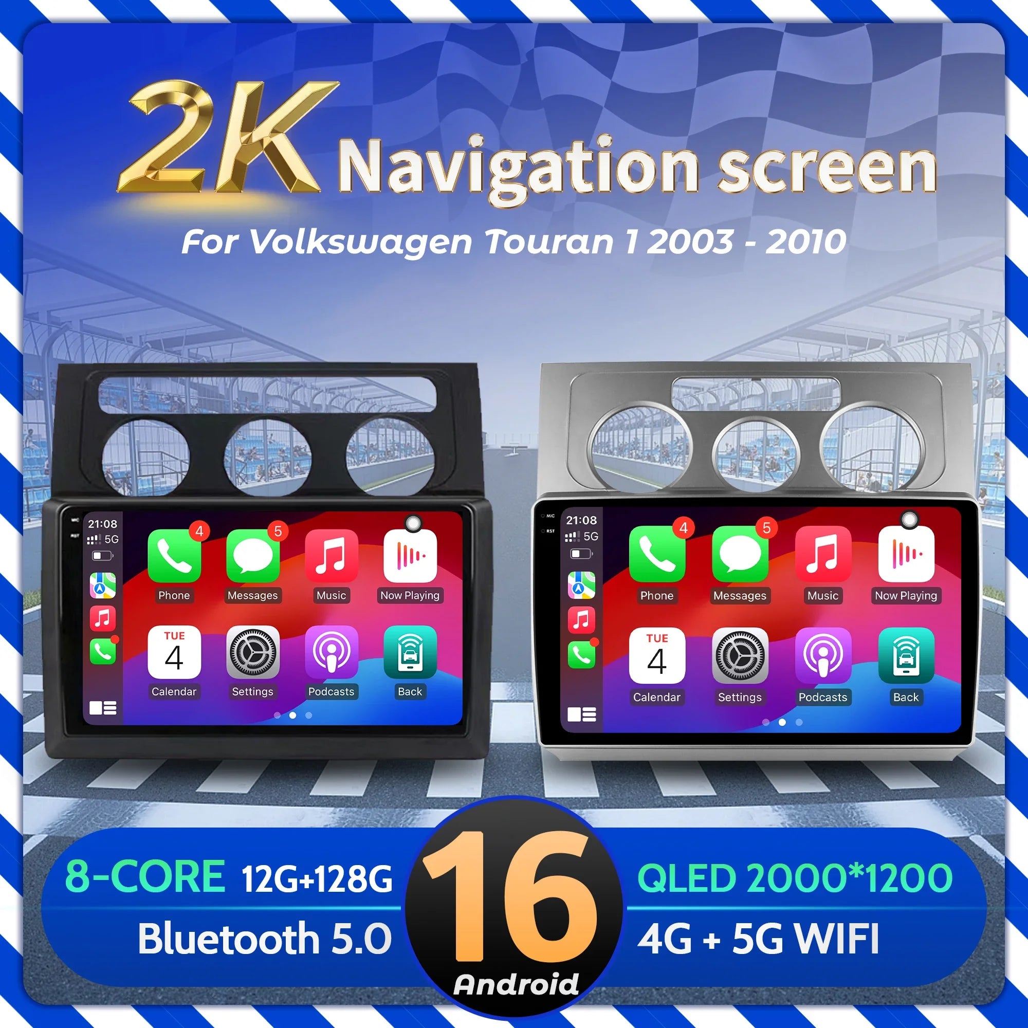 10" Car Radio For Volkswagen Touran 1 2003-2010 Android 16 Wireless BT Carplay Multimedia