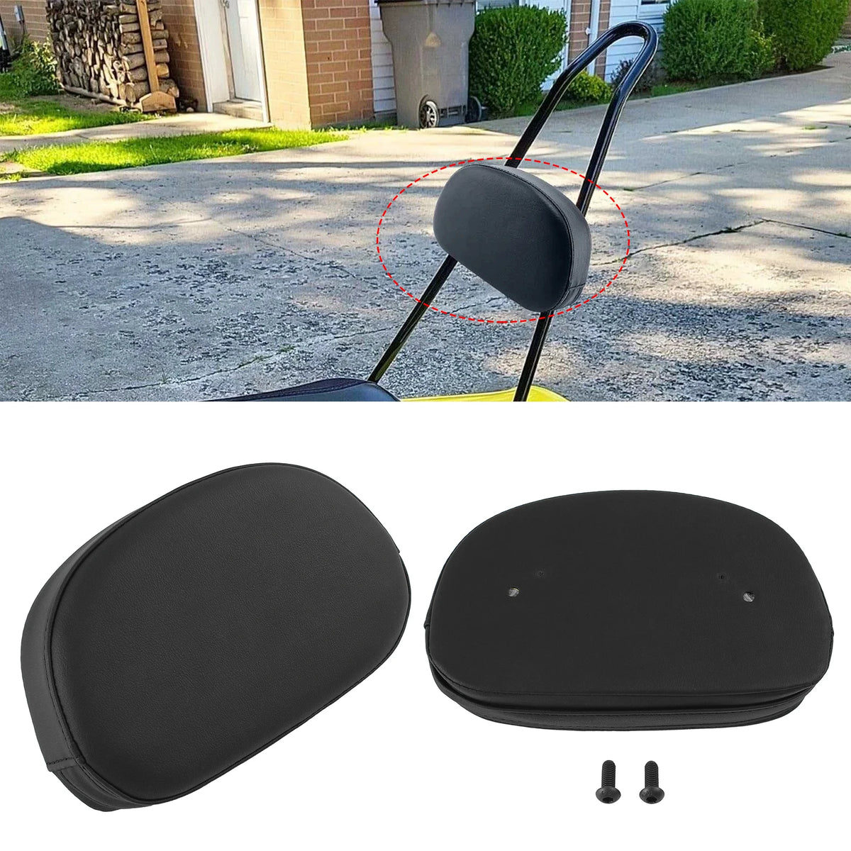 Universal Motorcycle Sissy Bar Backrest Cushion Pad Seat Cover Accessories For Harley Chopper To - Automotive LED Light