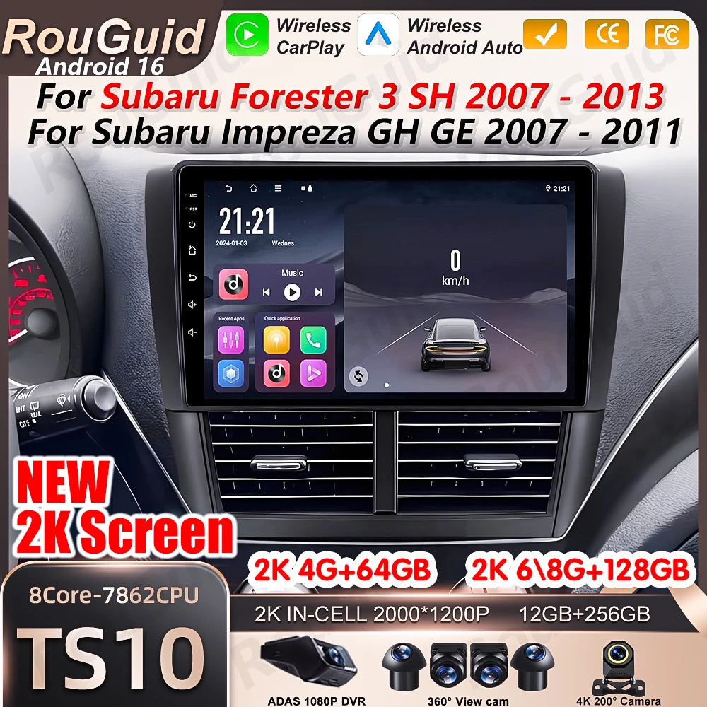 Android 16 Auto Car Radio For Subaru Forester 3 SH Impreza GH GE 2007 2008 2009 2010 - 201 | AUTOKITSHOP