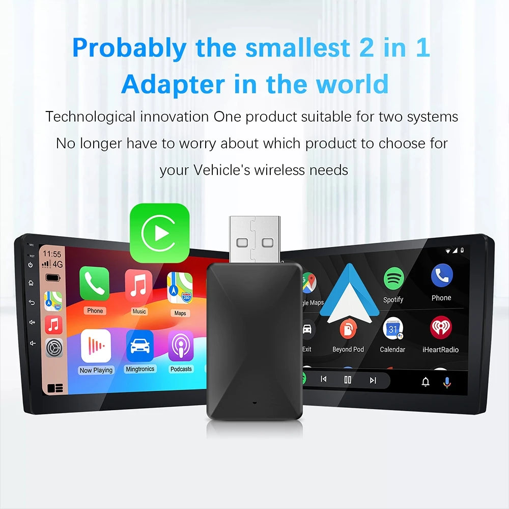 Carplay Wireless Adapter Android Auto 2in 1 Smart Dongle 2024 5G WIFI For iPhone Android P | AUTOKITSHOP