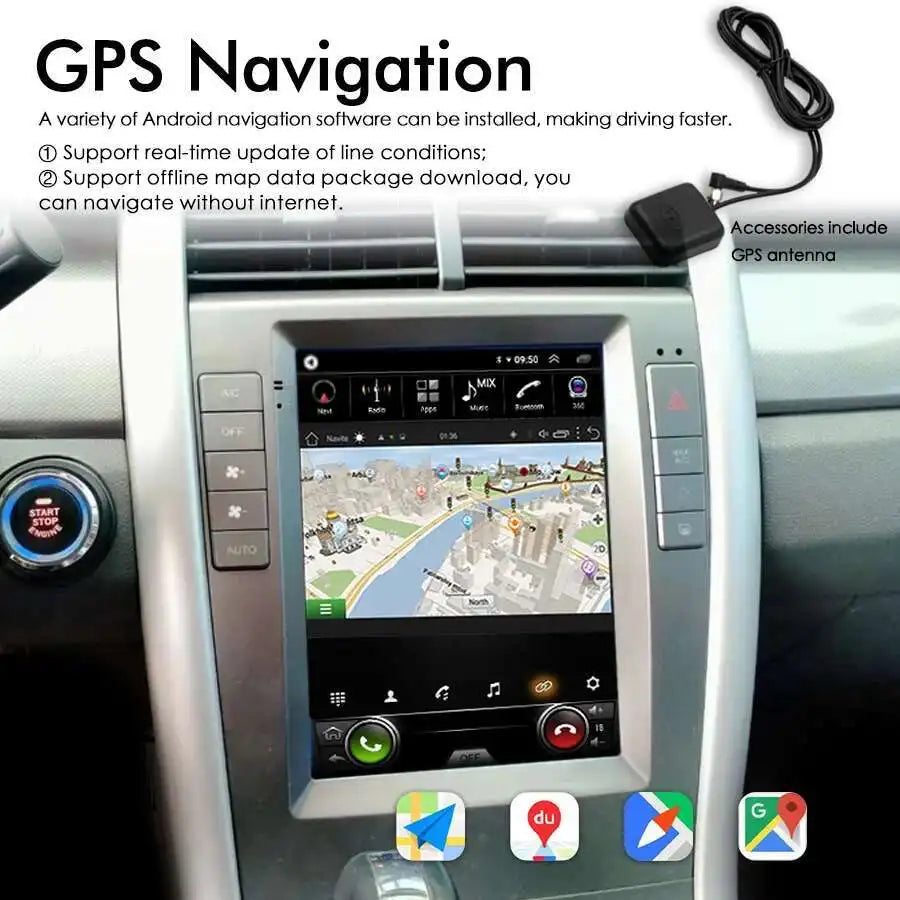 Auto GPS Navigation DSP Wireless BT CarPlay Vertical Screen Android 14 Car Radio For Ford