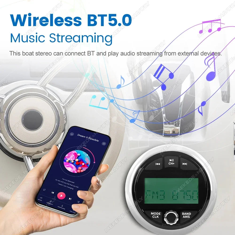 Boat Radio Waterproof Marine Stereo Source Media Player AM FM Receiver MP3 Play AUX USB EQ | AUTOKITSHOP