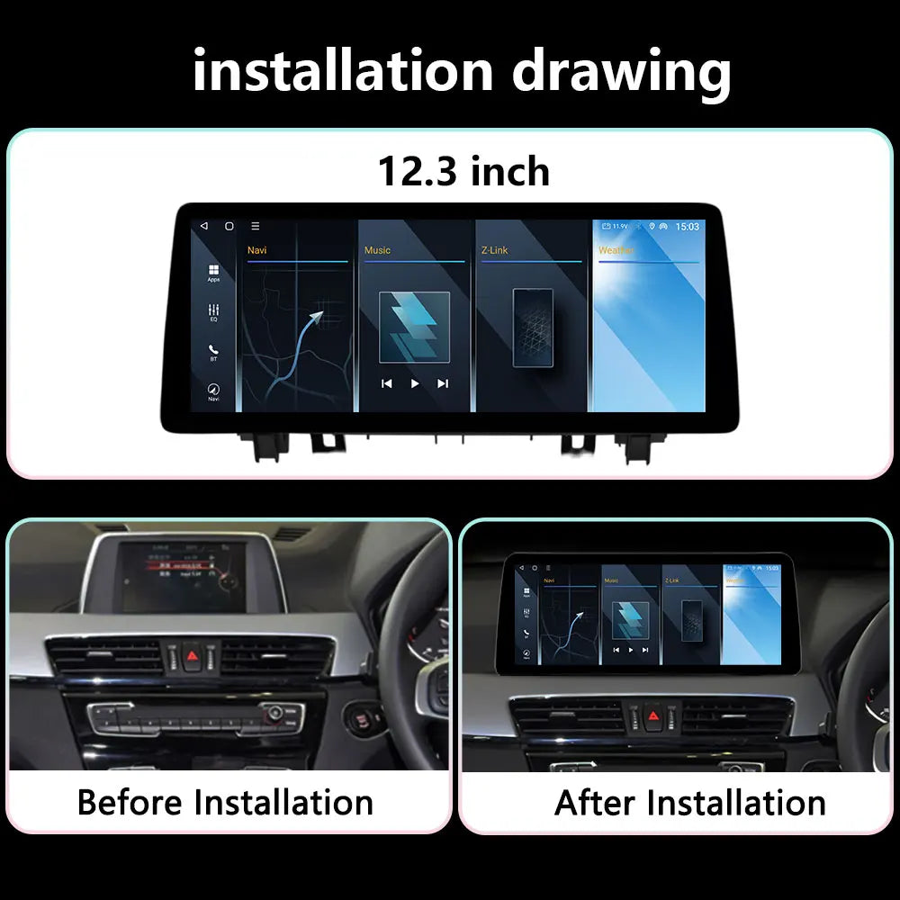 12.3inch RHD Wireless CarPlay Android For BMW X1 F48 2016- 2020 NBT/EVO System Touch Scree