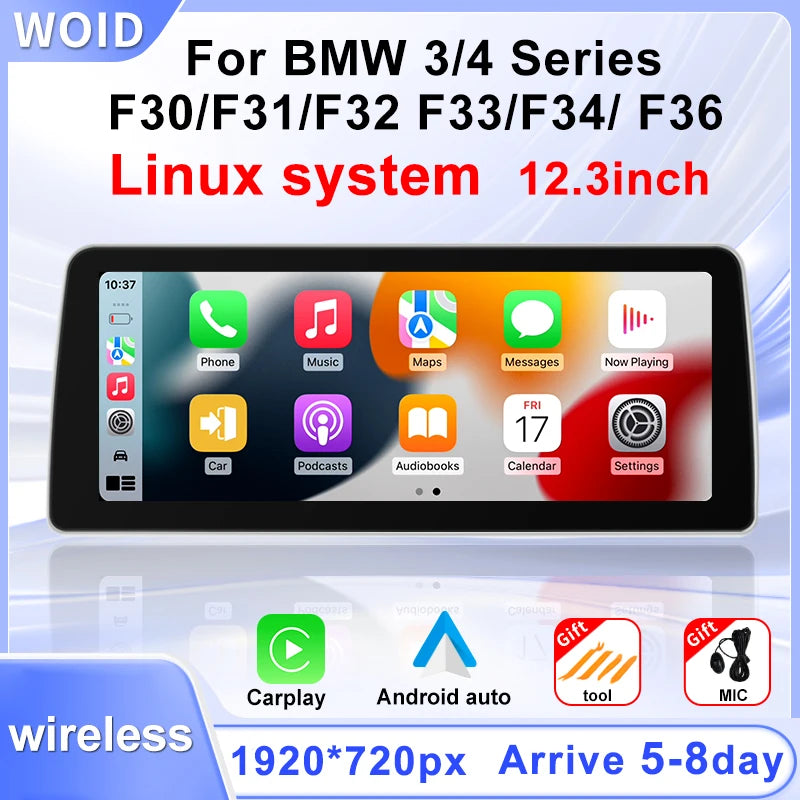 12.3'' 1920*720 For BMW 3\4 Series F30 F31 F32 F33 F34 Car Multimedia Player Touch Screen