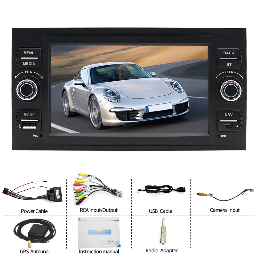 7" Android Car Radio GPS Type-C for Ford Transit 2000-2011 Wireless CarPlay Android Auto Bluetooth Steering Control - 2G
