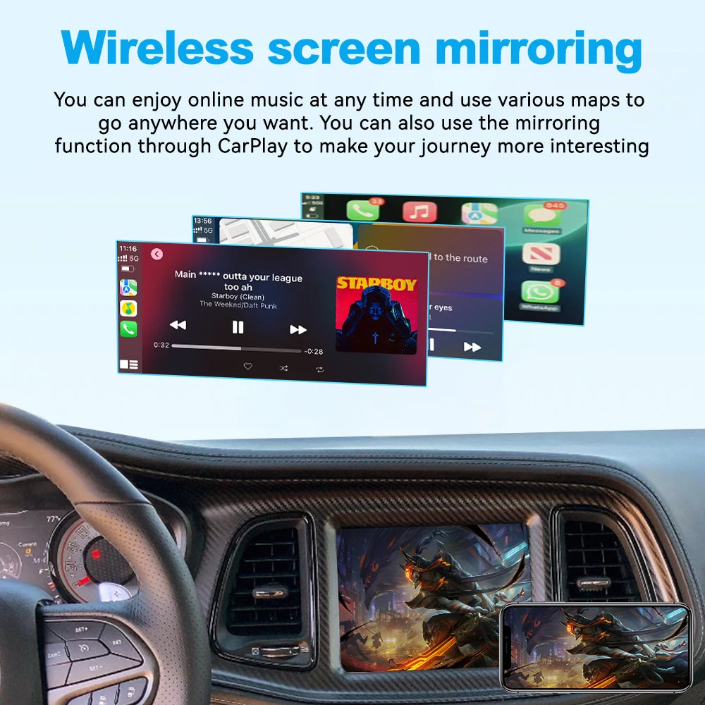 Wireless CarPlay Android Auto Retrofit Interface for 2014-2020 Jeep Grand Cherokee Commander Compass Uconnect 8.4" - Plu