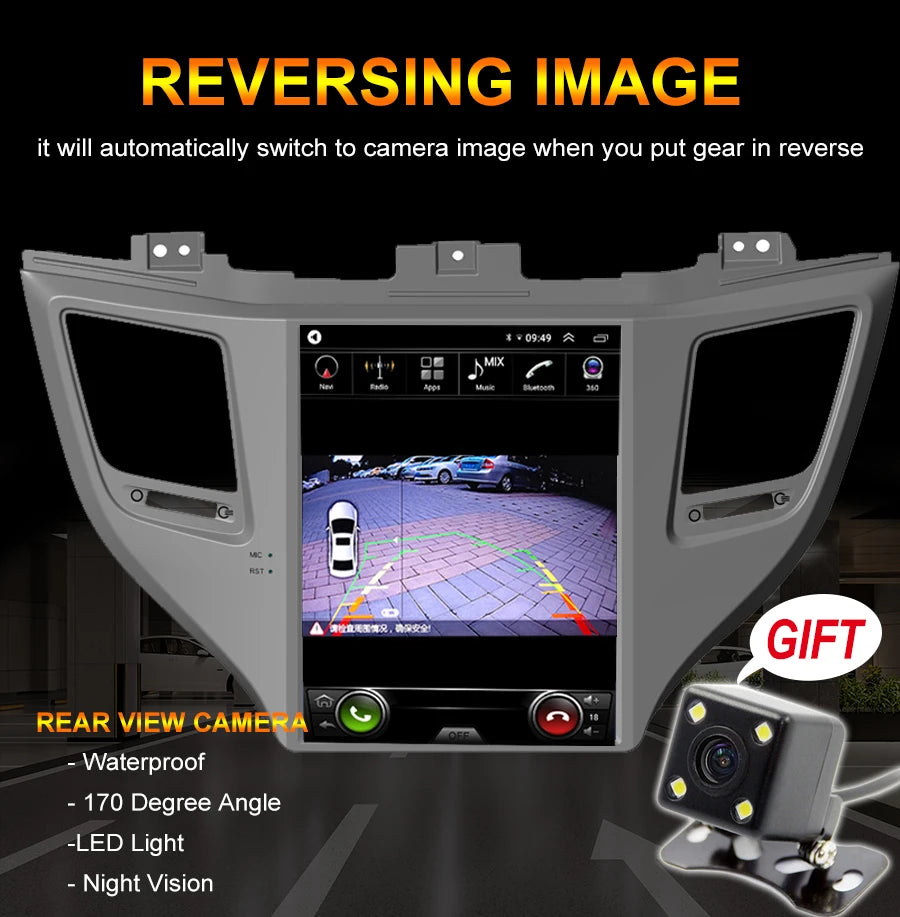 9.7inch Car Radio For Hyundai Tucson 2017 2016 Android 14 Vertical Screen Multimedia Video