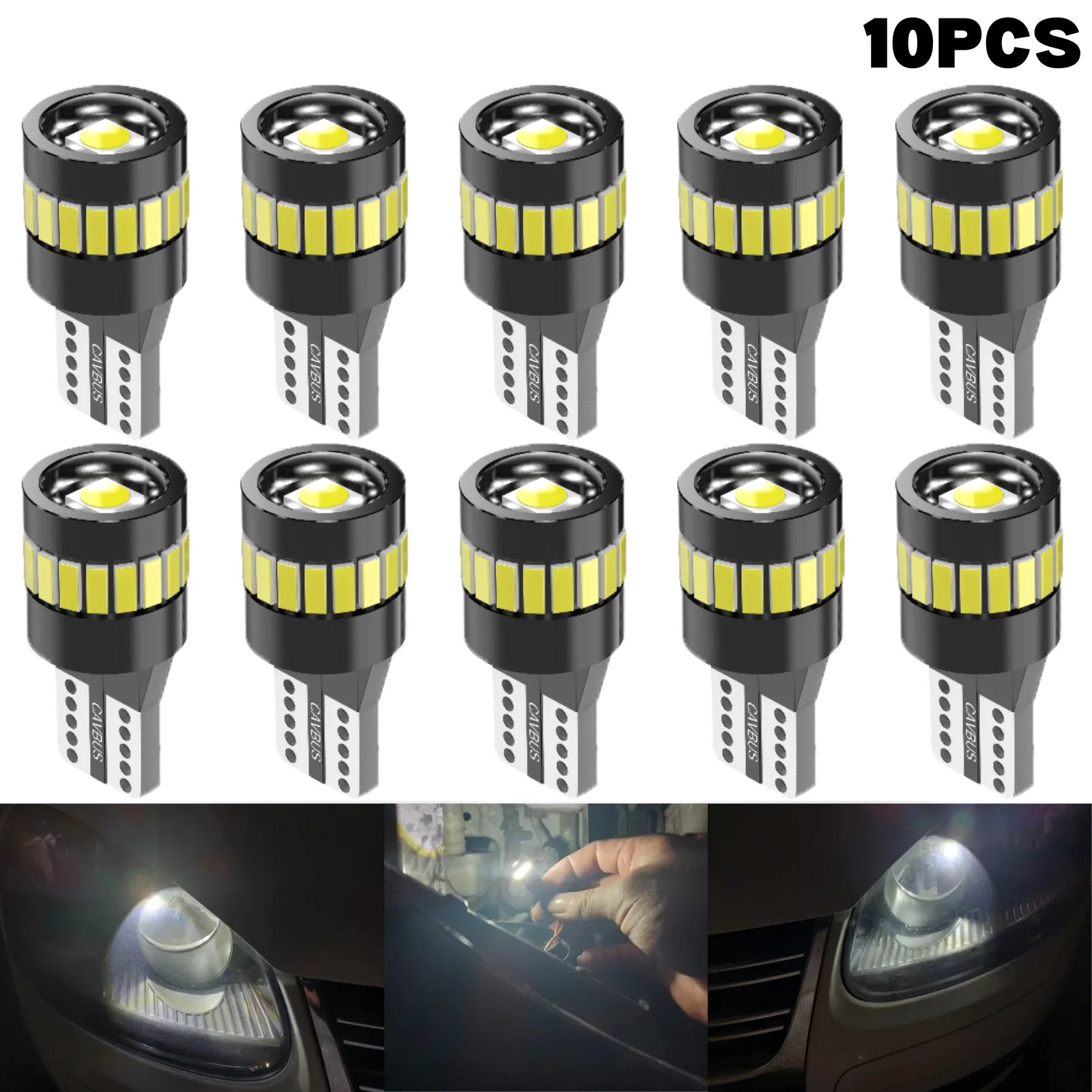 10-Piece LED Interior Light Kit for T10 W5W - Canbus Error-Free Interior Bulbs