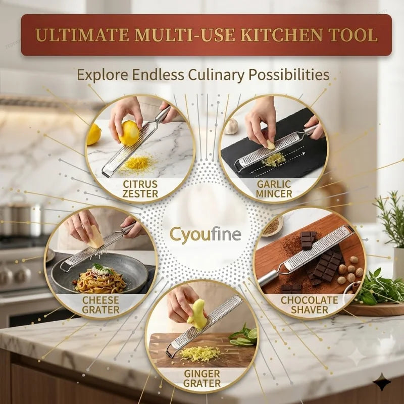 Double Sided Stainless Steel Cheese Grater Lemon Zester Garlic Ginger Shredder Slicer Non-slip H - Automotive LED Light