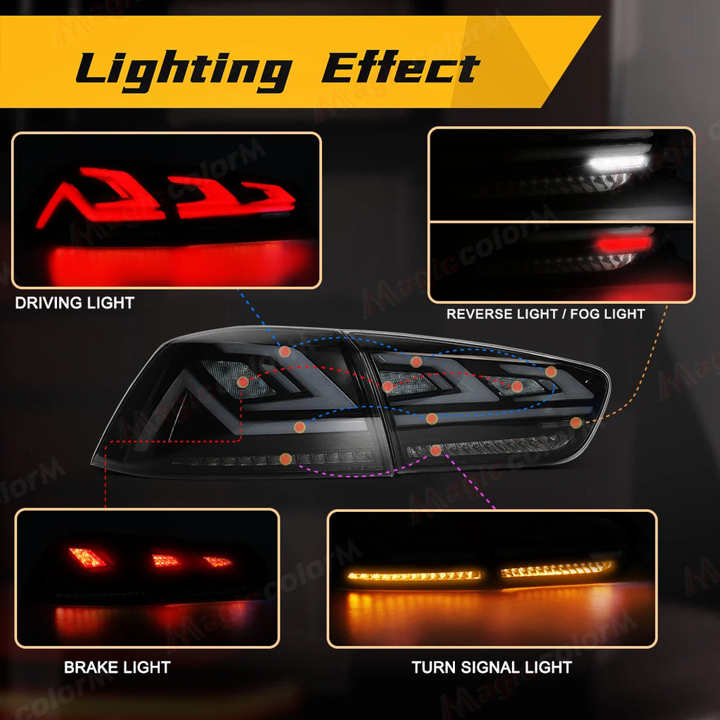 RGB Car Tail Lamps for Mitsubishi Lancer Evo X 2008 2009 - 2019 2020 2021 Start-Up Animati | AUTOKITSHOP