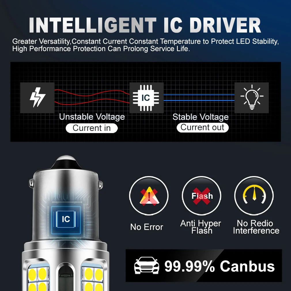 Canbus 1156 BA15S P21W BAU15S PY21W T20 W21W 7440 T25 3156 P27W Led Bulb DRL Running light