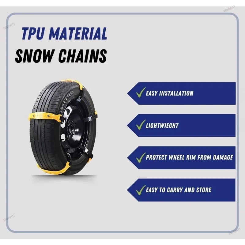 Off Road Winter Anti Slip Tire Chains 10PCS Snow Wheel Bands Anti Skid Safety Gear Fit Motorcycl - Automotive LED Light