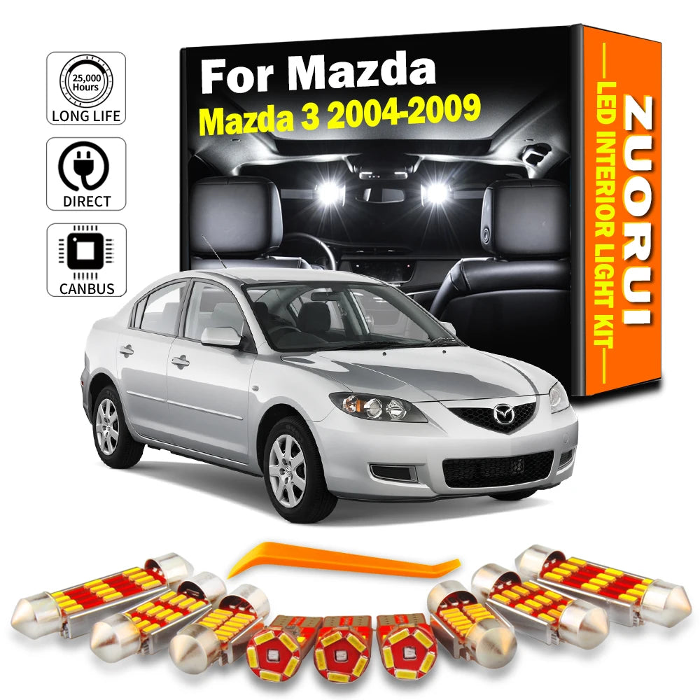 8-Piece LED Interior Light Kit for Mazda 3 BK Hatchback Saloon Mazda3 - Canbus Error-Free Bulbs | AUTOKITSHOP