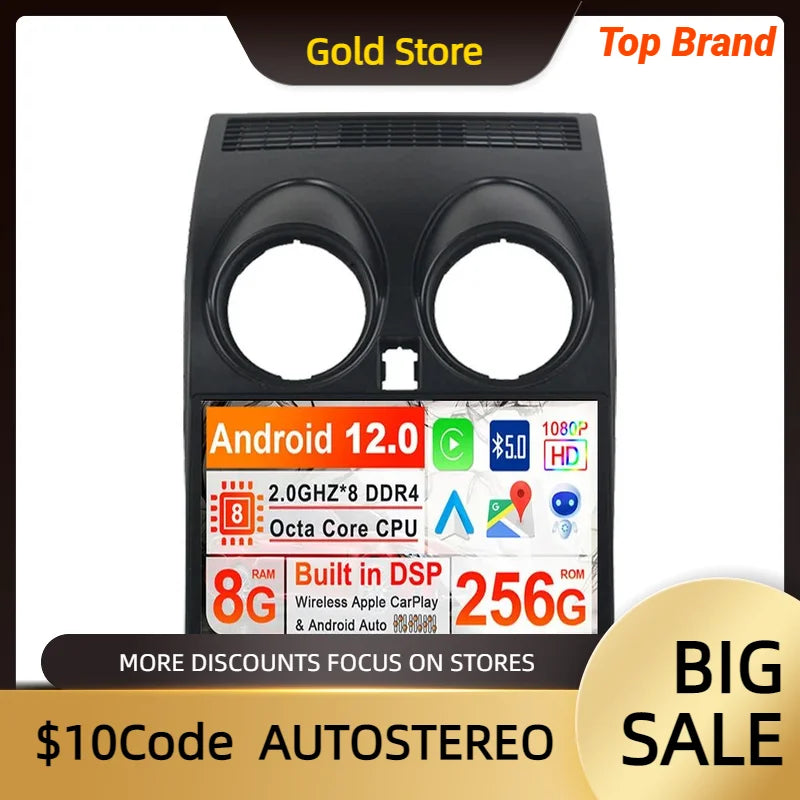 Android 14 Carplay Car Head Unit Multimedia Player For Nissan Qashqai 2008-2014 Auto Radio