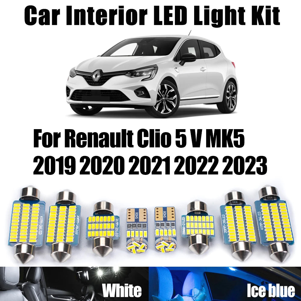 9-Piece LED Interior Light Kit for Renault MK5 - Canbus Error-Free Interior Bulbs