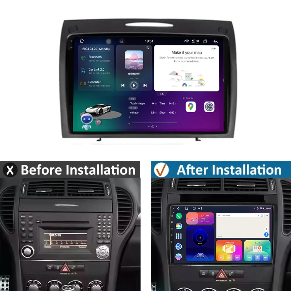 9 Inch Wireless Carplay For Mercedes Benz SLK Class SLK Class R171 2004-2011 Multimedia To