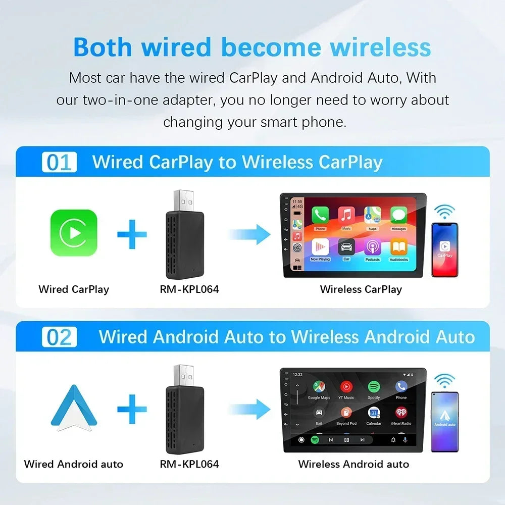 Wireless CarPlay Box Android Auto Wireless Adapter for Mazda Chevrolet Volvo Ford Toyota P
