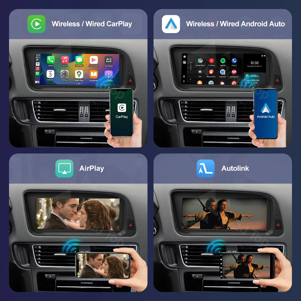 8.8/12.3" Linux Car Radio Multimedia Screen For Audi Q5 2009-2017 with Wireless CarPlay An