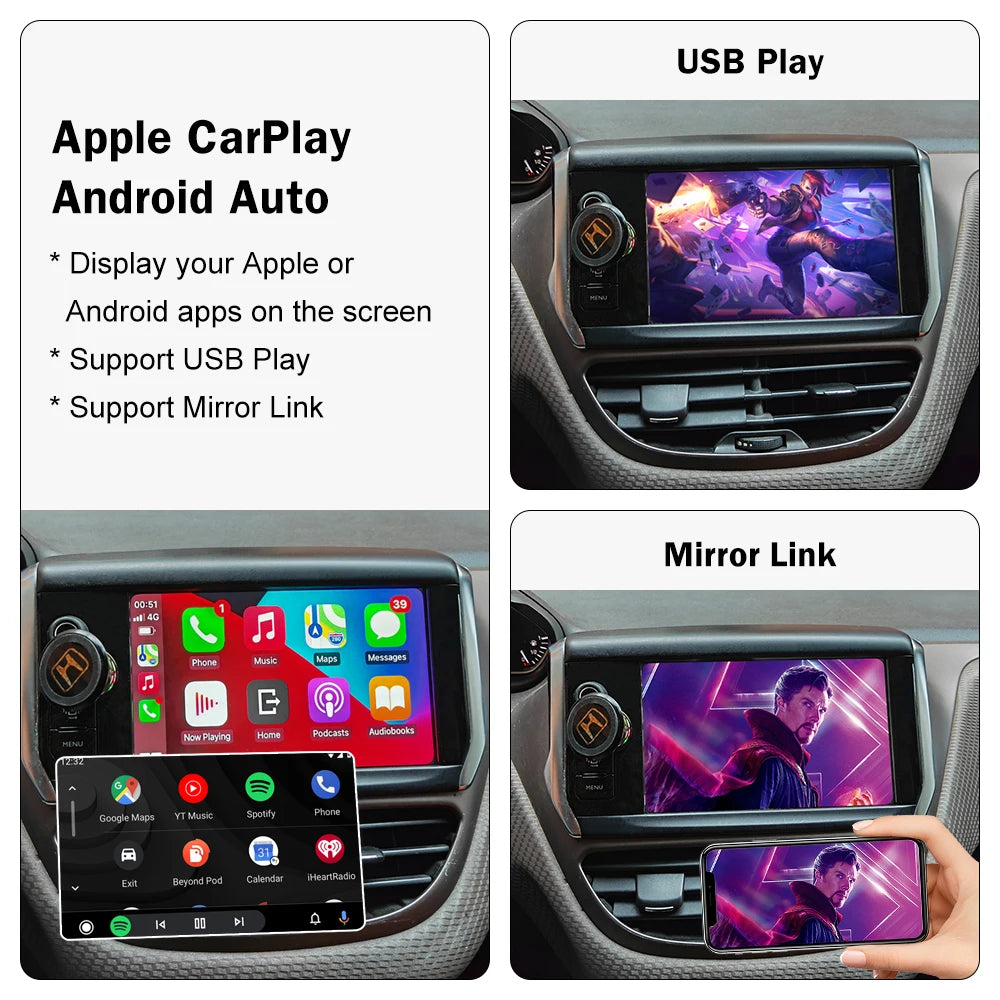 Road Top Wireless Carplay for Peugeot 2008 408 508 2014-2016 Support Wireless Android Auto | AUTOKITSHOP