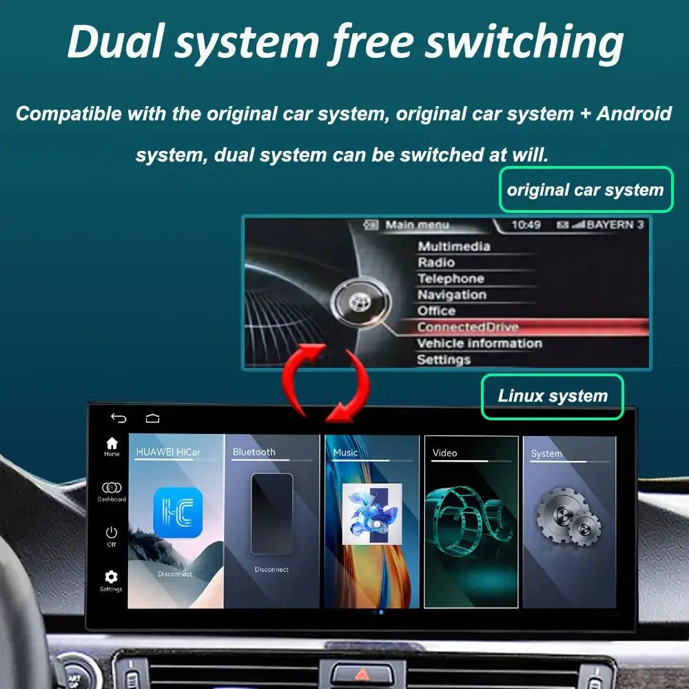 Linux System 12.3'' for BMW 7 SERIES E65 E66 2004 - 2008 CCC Wireless CarPlay Android Auto