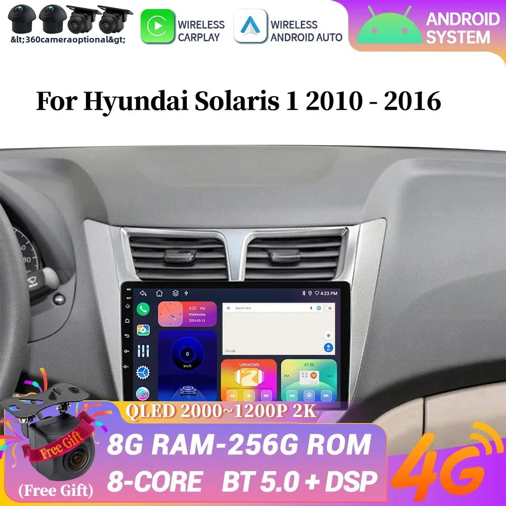 Car Radio Navigation GPS 5G WIFI Multimedia Wireless Bluetooth Carplay Stereo Screen Andro