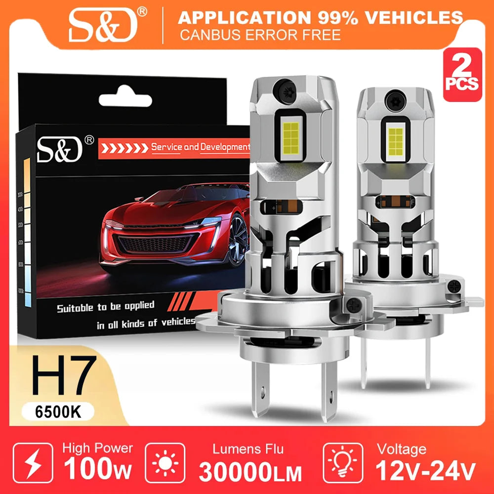 30000LM H7 LED Headlight 6000K White Light Fog Lamp Cooling Fan high power Canbus H7 Car L