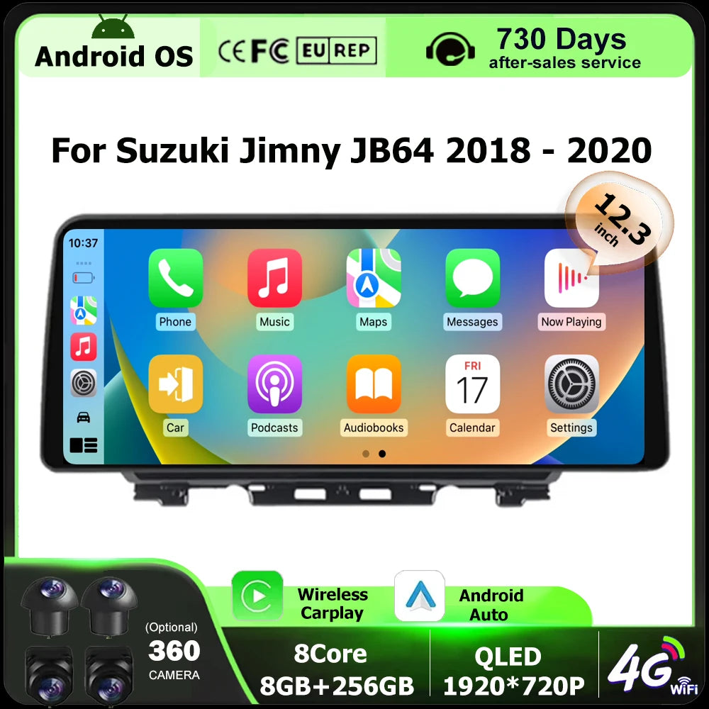 12.3 Inch For Suzuki Jimny JB64 2018-2020 Android 16 Auto Car Radio Stereo Multimedia Vide