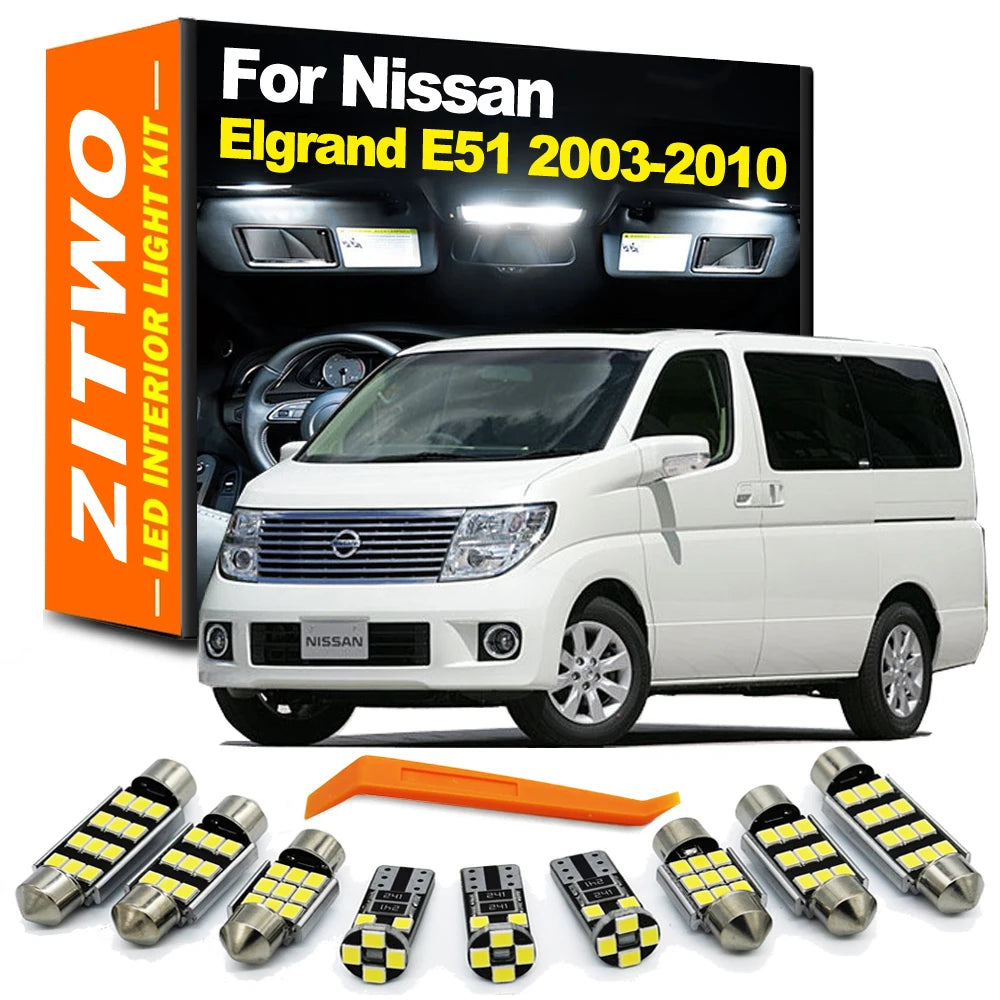 ZITWO 15Pcs For Nissan Elgrand E51 2003 2004 2005 2006 2007 2008 2009 2010 LED B for Nissan E51 - Canbus LED Car Light