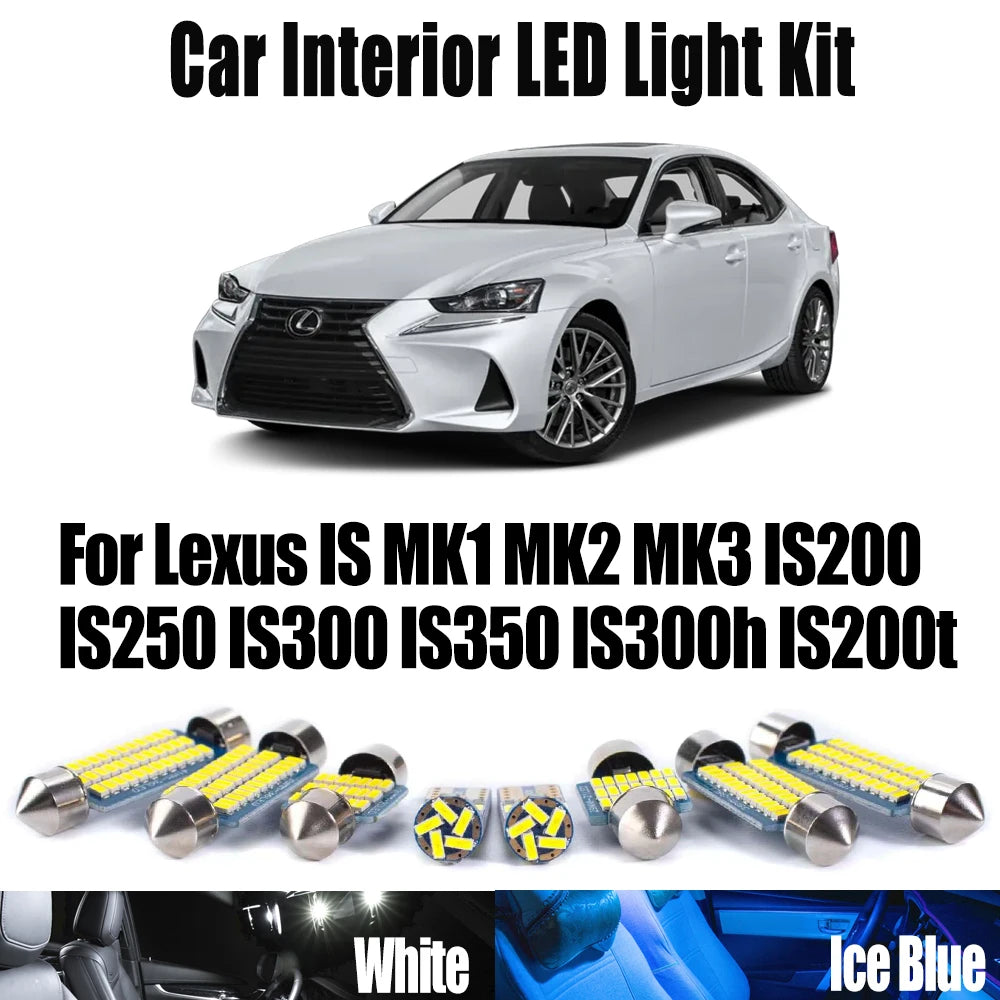 LED Interior Light Kit for Lexus IS MK1 MK2 MK3 IS200 IS250 IS300 IS350 IS300h IS200t 1999-2019 - Canbus Dome Map Doo...