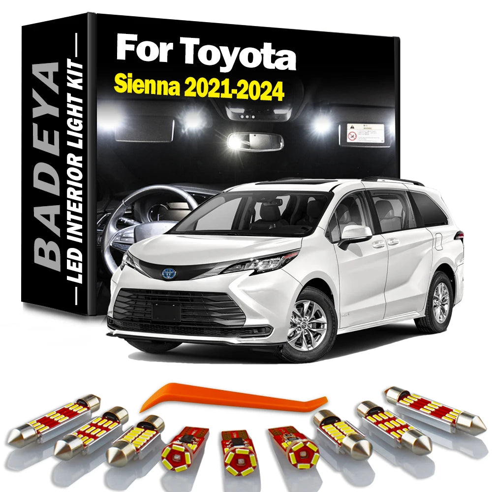 BADEYA 17Pcs Indoor Trunk Number Plate Car Light Kit For New Toyota Sienna 2021 2022 2023