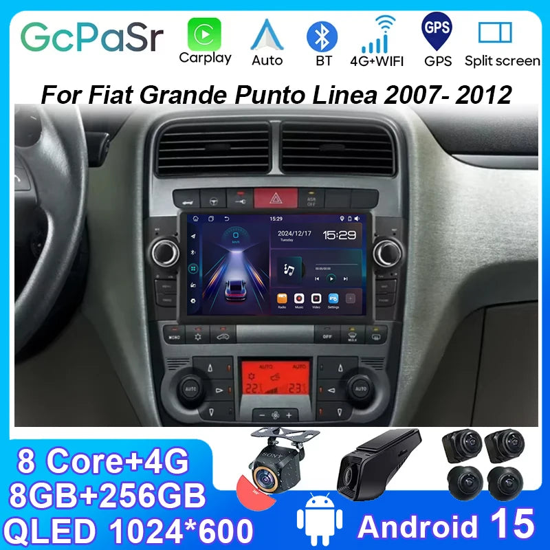 Android 15 Car Radio For FIAT Grande Punto Linea 2007-2012 Multimedia Navigation Stereo In