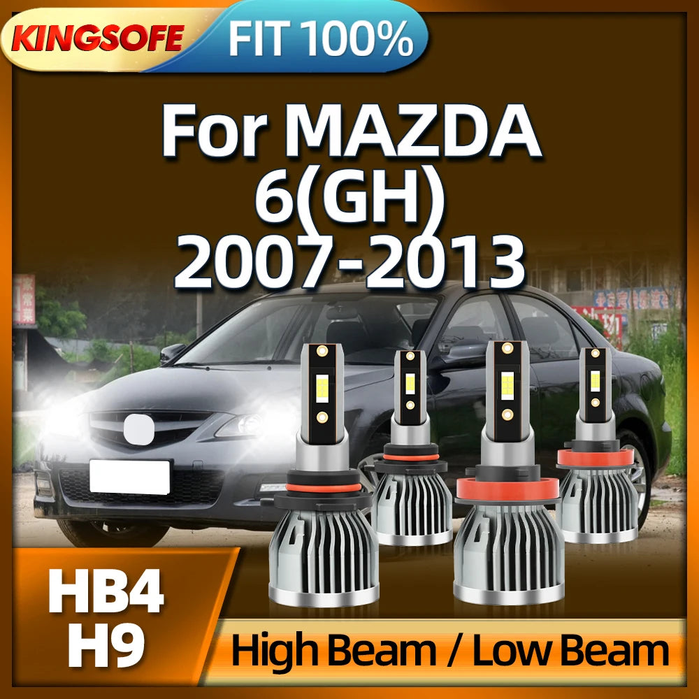 Roadsun LED HB4 H9 Bulbs 30000Lm Super Bright Car Lights For MAZDA 6 GH 2007 2008 2009 201