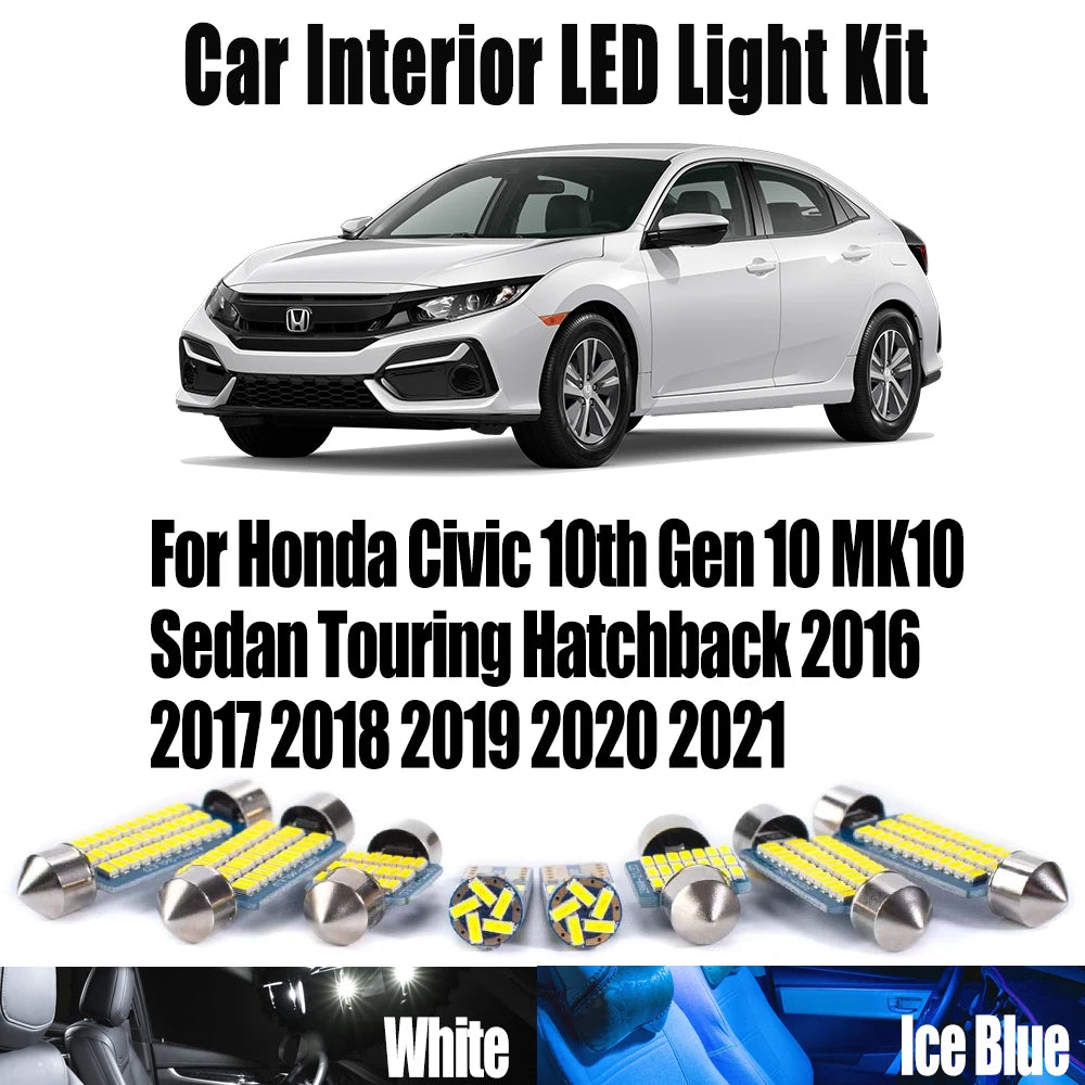 12-Piece LED Interior Light Kit for Honda Civic 10th Gen 10 MK10 Sedan Touring Hatchback - Canbus Error-Free Bulbs | ...
